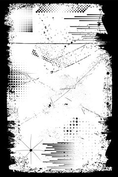Glitch distorted grungy isolated layers . Design element for brochure, social media, posters, flyers. Overlay texture.Textured banner with Distress effect .Vector halftone dots . Screen print texture