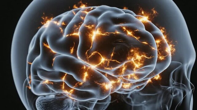 Human brain activity synapse firing neural network animation showing electrical impulses cognition