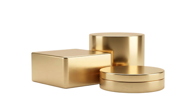 Golden luxury objects on black background, PNG with alpha channel