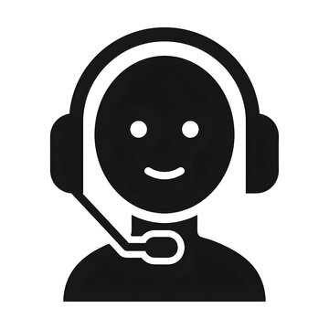 Customer service representative icon with headset and microphone on white background