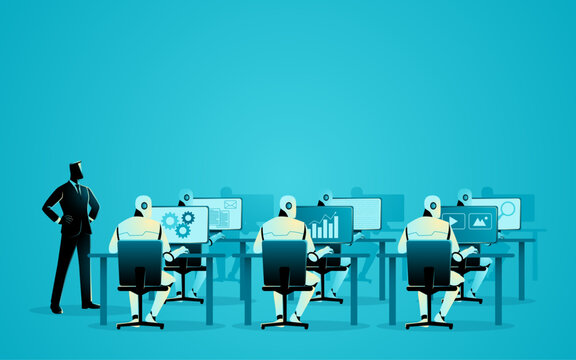 Agentic AI orchestration concept showing a human supervisor overseeing multiple AI agents coordinating business tasks, autonomous workflows, multi-agent systems, and enterprise AI operations.