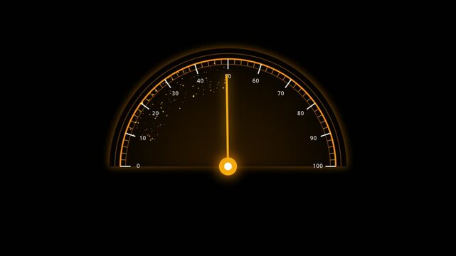 Glowing orange speedometer gauge indicator showing high speed level