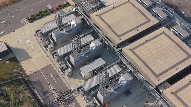 Aerial View Power Infrastructure Supporting a Modern Data Center