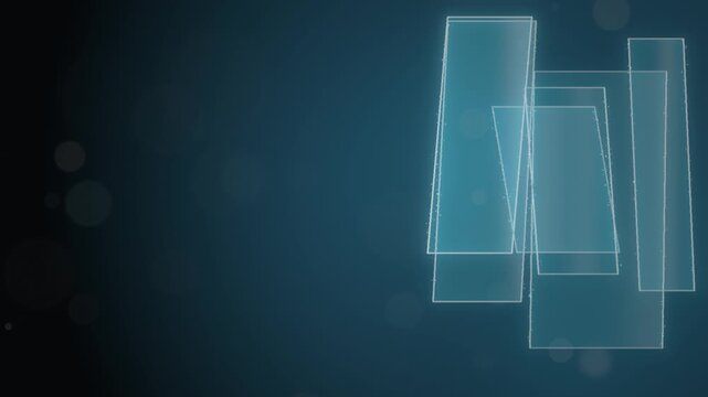 Translucent aqua glass panels pivot slowly over pearl gray as sheen bands slide across their faces leaving the left side clear for skincare copy