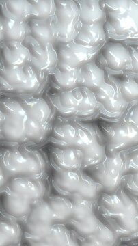 White brain convolutions and viscous cerebral folds undulate vertically under soft ambient lighting in a glossy seamless loop 3D animation