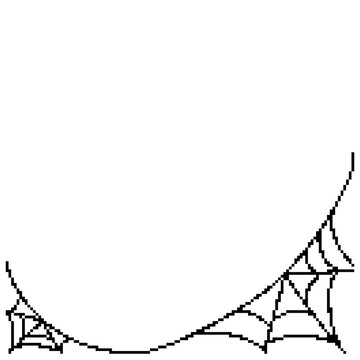 pixel art bottom cobweb curved border spiderweb frame halloween icon