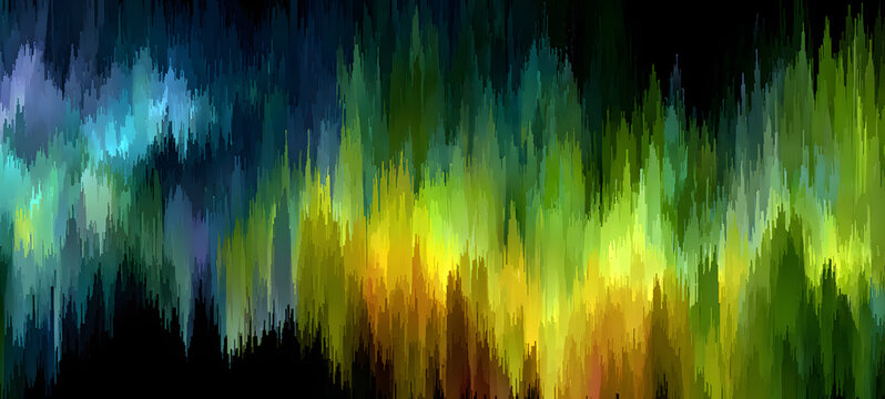 Grainy noisy background, green blue yellow black abstract color gradient, vibrant noise texture trendy banner header poster cover flyer backdrop design