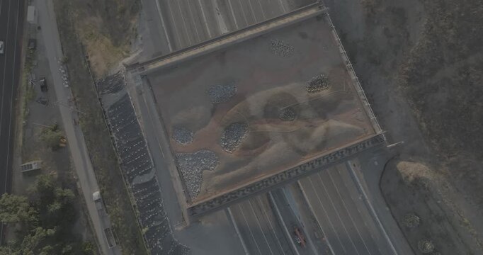 Wildlife Crossing Bridge Over Highway &mdash; Top-Down Aerial