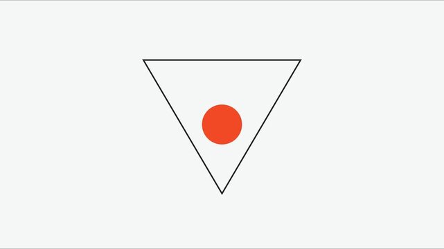 Minimalist rotating triangle with red circle center animation loop geometric