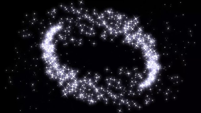 Magic sparkles, glitter line stars, fairy dust path, pixie dust trail, glowing 2d star sparkle animation, doodle cartoon twinkling stars, sparkle burst effect, black screen background, 4k video