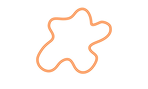 Abstract orange neon blob shape isolated on transparent background