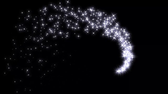 Luxury white line glitter sparkle animation, magic dust, fairy stars trail, glowing particles burst, twinkling shimmer line effect, doodle motion, christmas overlay, black screen background, 4k video