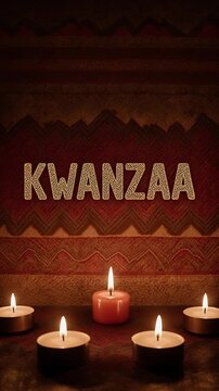 Kwanzaa Holiday Greeting Card on the Background of the Colored Candle Festival Symbol AI Generative