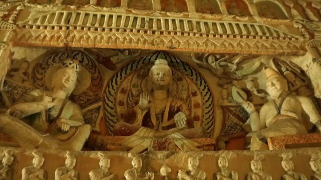Ancient Buddhist Relief Sculptures in the Yungang Grottoes, Datong, China