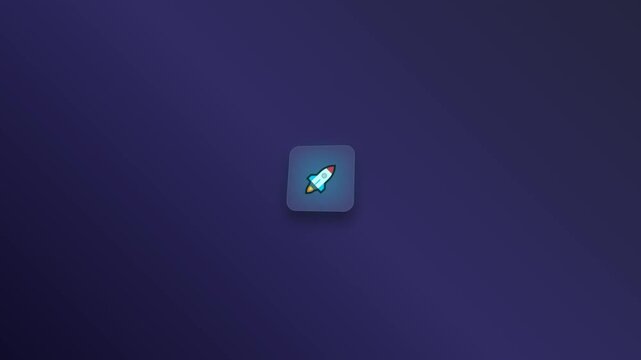 Modern flat icon of a rocket launching with glowing trail