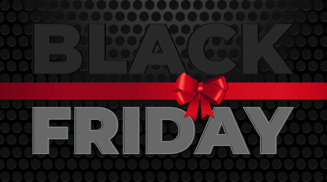 Black Friday. Special offers. Sale. Discount. Gift and ribbon design templates. Dark background. Vector