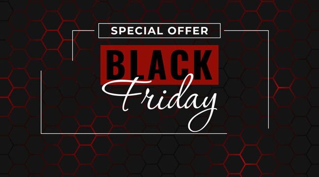 Black Friday. Special offers. Sale. Discount. Futuristic dark background. Vector