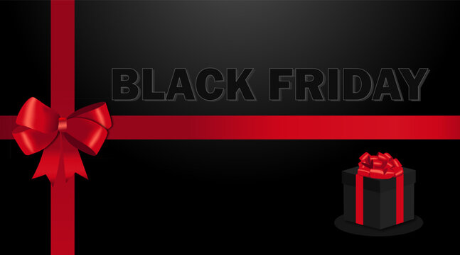 Black Friday. Special offers. Sale. Discount. Gift and ribbon design templates. Dark background. Vector