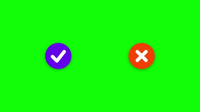 Checkmark and cross icon buttons on green background