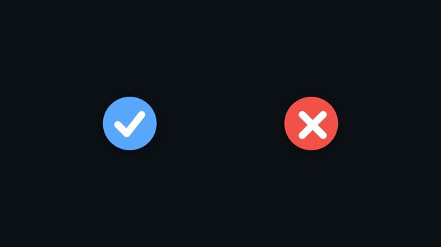 Simple checkmark and cross icon set on dark background