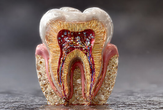 Toth restoration with filling. Tooth 3D illustration.