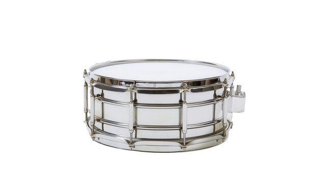 Chrome Snare Drum Isolated on White Background