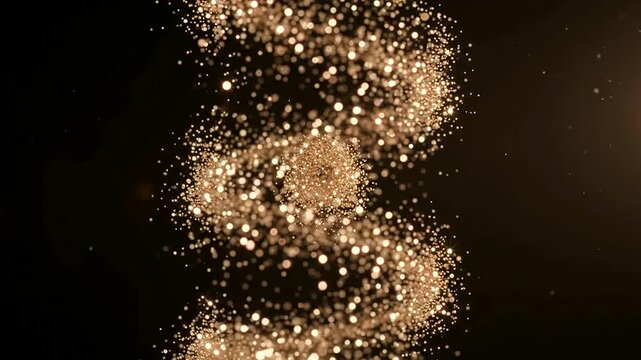 Gold glitter swirling in spiral background