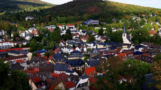 the cityscape of koenigstein im taunus germany 4k video with a pan