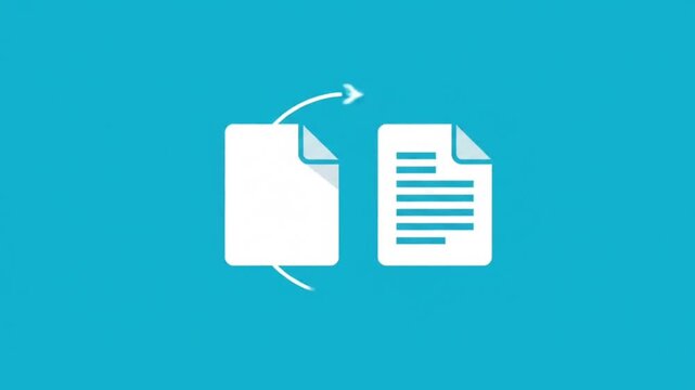 File format conversion and document transformation icon animation