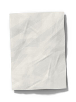 Crumpled and flattened white paper sheet