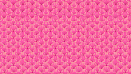 Repeating bright pink and white scalloped fish scale pattern with pink background abstract texture geometric design vector background wave pattern seamless design pink wallpaper geometric © Tajul Islam
