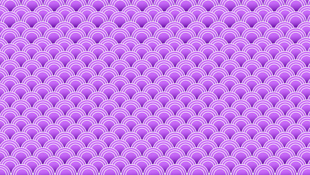 Repeating purple and white scalloped fish scale pattern with purple background abstract texture geometric design vector background wave pattern seamless design purple wallpaper geometric