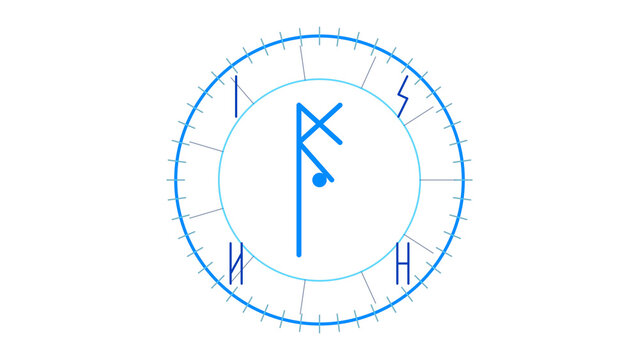 Elder Futhark Wunjo rune with joy banner. Isolated transparent PNG overlay.