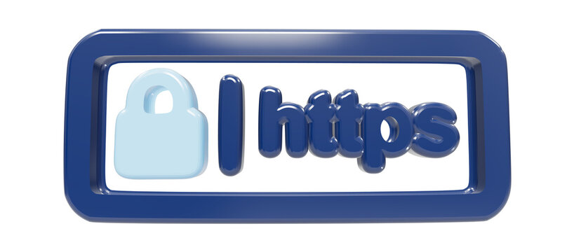 Blue https address bar icon with padlock on transparent background
