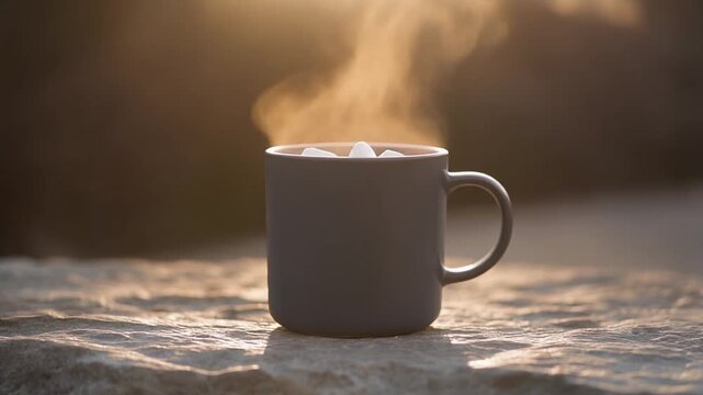 Steam Rising from a Plain Mug in Low Sun