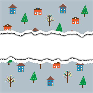 Tron paper effect houses in the mountains