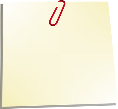 Single Blank Paper Sheet with Metal Paper Clip. Minimal Memo Note for Office Planning and Organization