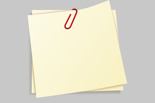 Two Blank Paper Sheets Held by Metal Paper Clip. Empty Memo Notes for Office Planning and Organization