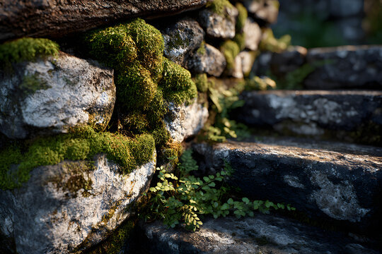 Stone wall next to park steps