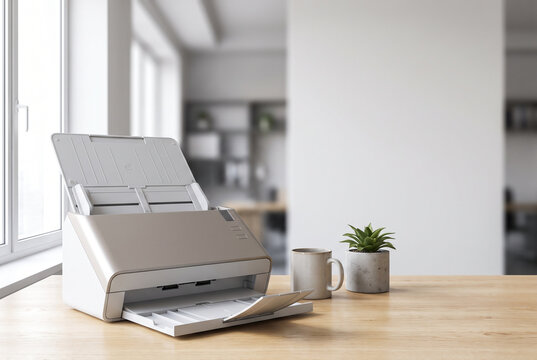 Desktop document scanner with blank paper tray