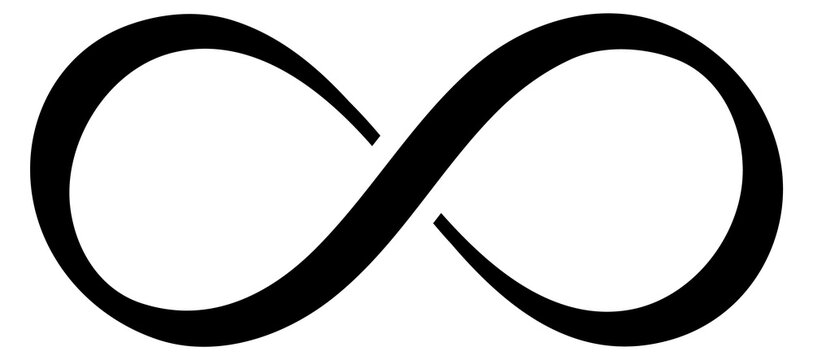 The black and white image of an infinity symbol is simple and elegant