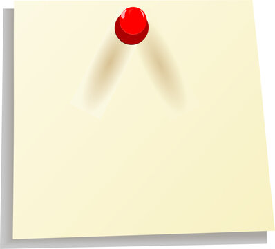 Single Blank Paper Note with Red Push Pin. Minimal Memo Sheet for Office Planning and Reminders