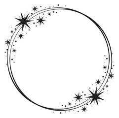 Fototapeta premium A black and white image of a circle with stars surrounding it