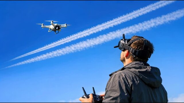 A man observing a plane flying in the sky, potentially waiting for someone or lost in thought