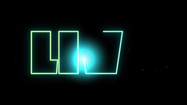 vibrant neon live text animation drawing with blue glowing light on black background motion graphics