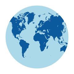 Fototapeta premium Blue globe map earth world geography continents on isolated background