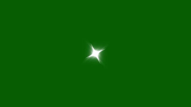 Single star glitter sparkle, white cartoon doodle animation, flat vector blinking shining light, twinkling effect glowing on transparent, green screen background, starry sky festive overlay 4k video