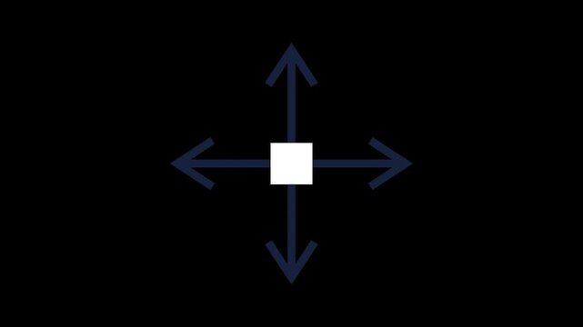 Stroke and Fill Breathing Seamless Loop of Four directional arrows pointing up down left and right in a cross shape  with Transparent Alpha Channel for Motion Graphic