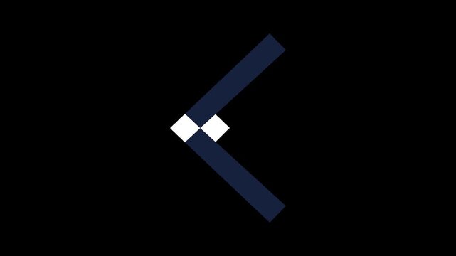 Stroke and Fill Breathing Seamless Loop of Minimalist dark blue chevron arrow pointing left  abstract graphic design with Transparent Alpha Channel for Motion Graphic