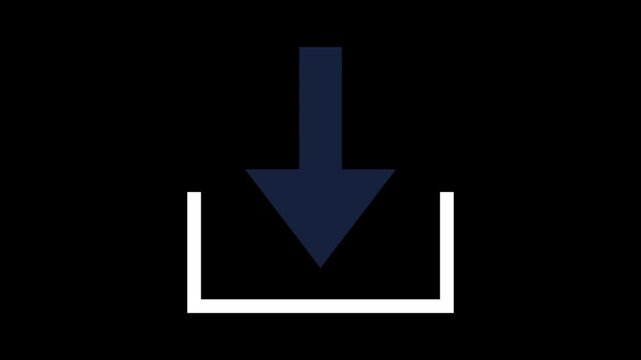 Stroke and Fill Breathing Seamless Loop of A simple dark blue arrow pointing downwards  with Transparent Alpha Channel for Motion Graphic